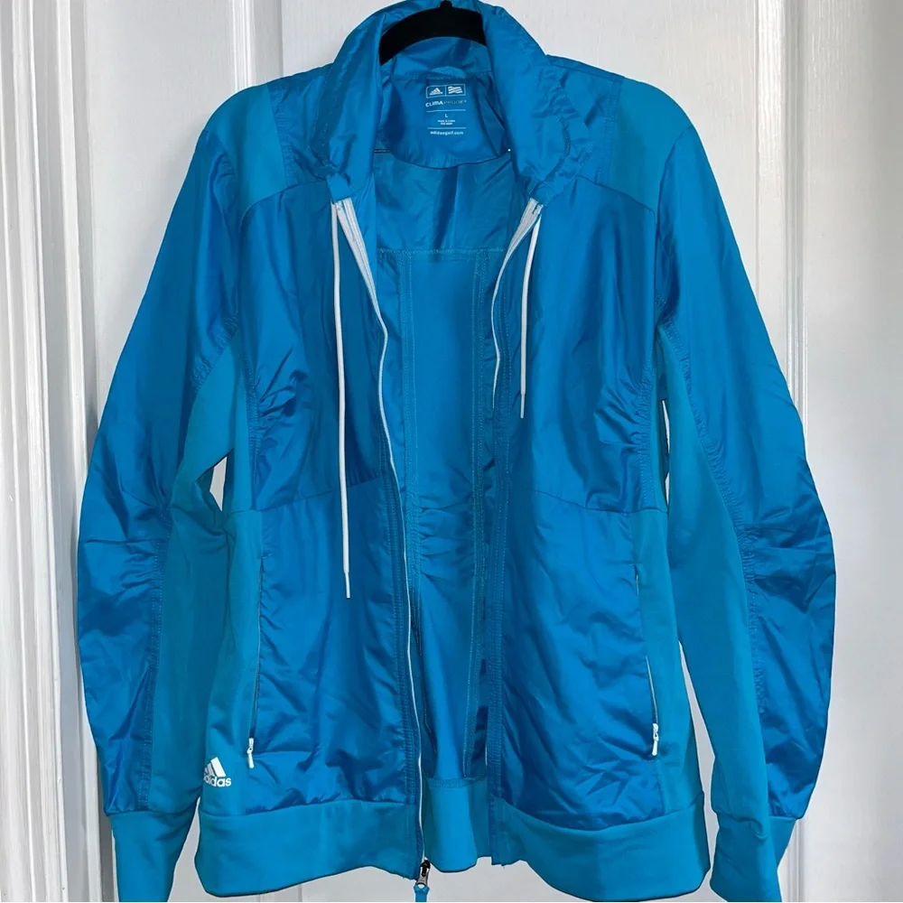 adidas Blue Lightweight Full-Zip Windbreaker Jacket